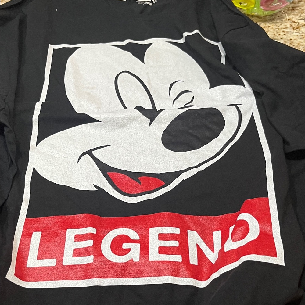 Disney Mickey Mouse Legend Black and Red Long Sleeve Tee